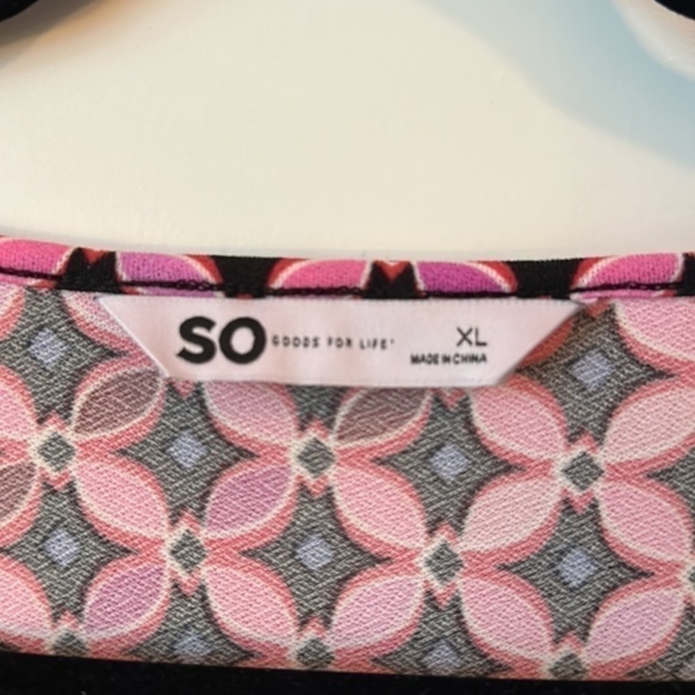 NWT Sonoma Goods for Life Cutout Flutter Sleeve Top Women’s XL Pink with blue - Picture 3 of 11